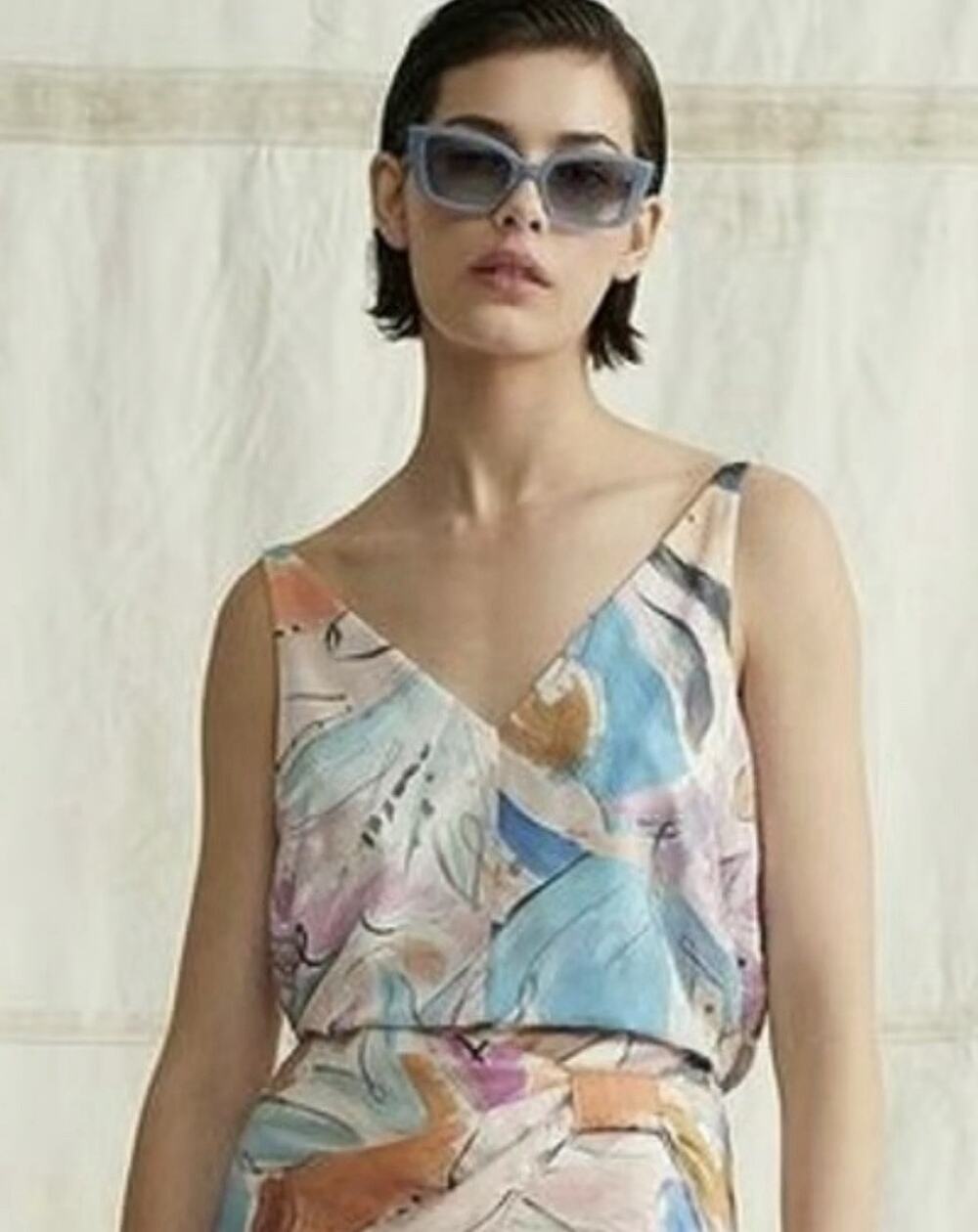 Ted Baker London Abstract Watercolor Print Tank Top Size 2 (US 6) Designer